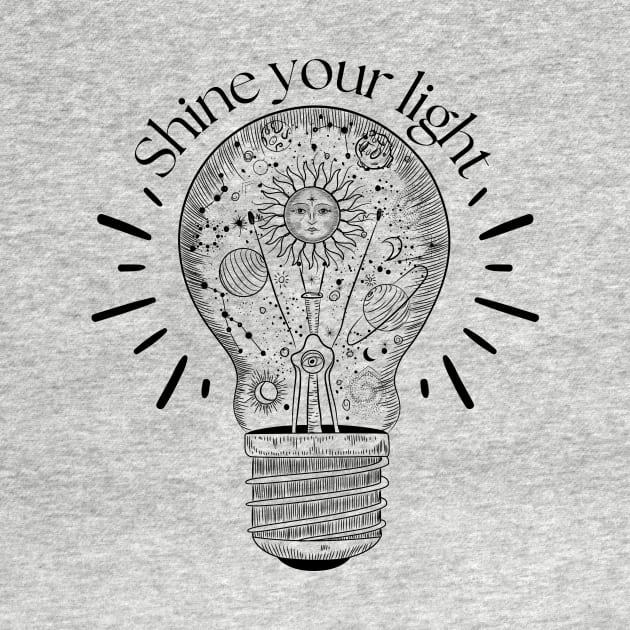Shine light inspirational quote and astrology light bulb by Ieva Li ART